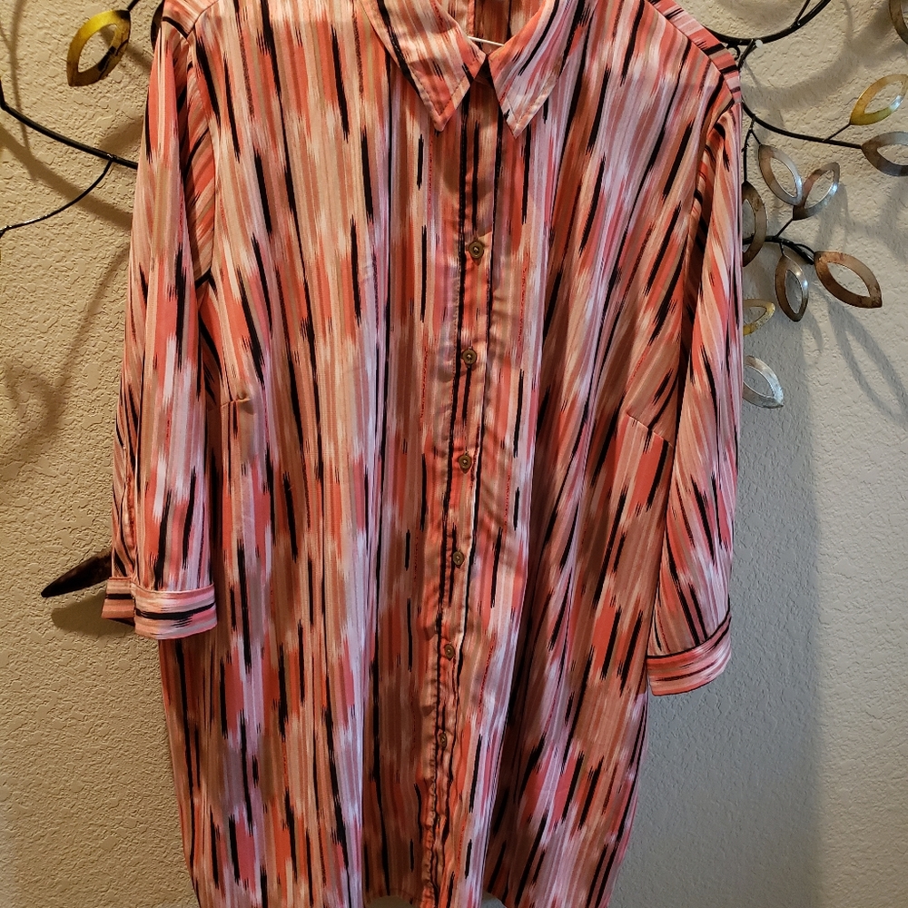 3/4 sleeve salmon plus size blouse